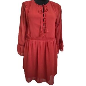 Gianni Bini Womens XS Red Dress Boho  Coquette Fairy Crochet Festival Whimsy